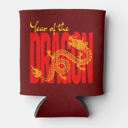 Jaar van de Dragon Red Gold Blikjeskoeler (Voorkant)