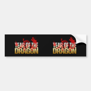 JAAR VAN DE DRAGON ROOD GOUD BUMPERSTICKER