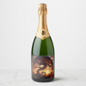 Jaar van de Dragon Wine Bottle Sparkling Wijnetiket (Voorkant)