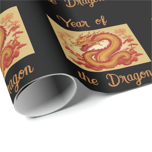 Jaar van de Dragon Wrapping Paper Cadeaupapier (Rol Hoek)