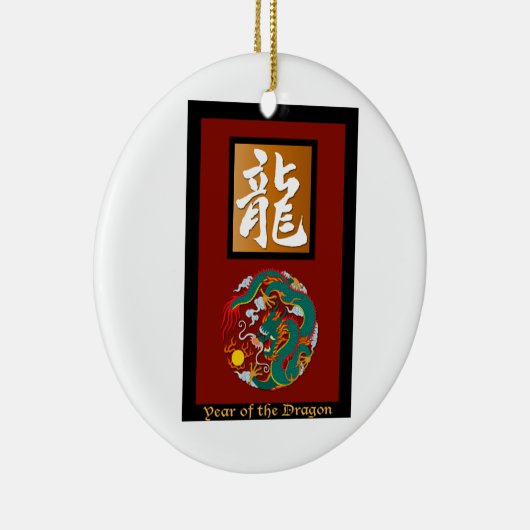 Jaar van de Drakenrechthoek Keramisch Ornament (Rechts)