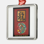 Jaar van de Drakenrechthoek Metalen Ornament (Links)