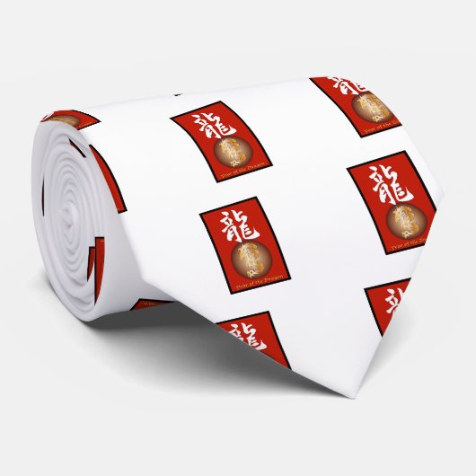Jaar van de Drakenrechthoek Stropdas (Opgerold)