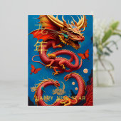 Jaar van de FOLIE van de Draak Nieuwjaar ART Kaart (Staand Voorkant)