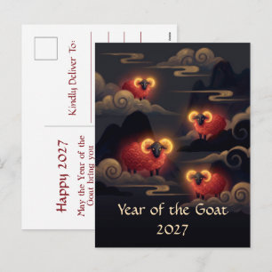 Jaar van de Geit 2027 Feestdagenkaart