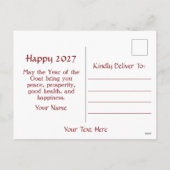 Jaar van de Geit 2027 Feestdagenkaart (Achterkant)