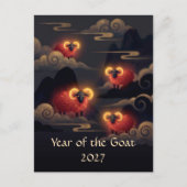 Jaar van de Geit 2027 Feestdagenkaart (Voorkant)