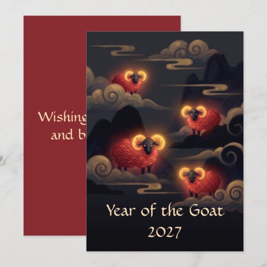 Jaar van de Geit 2027 Feestdagenkaart (Voorkant / Achterkant)