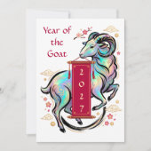 Jaar van de Geit 2027 Feestdagenkaart (Voorkant)
