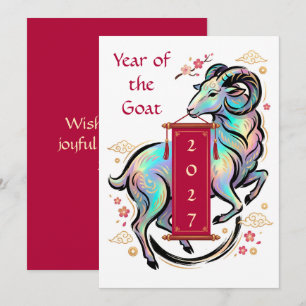 Jaar van de Geit 2027 Feestdagenkaart