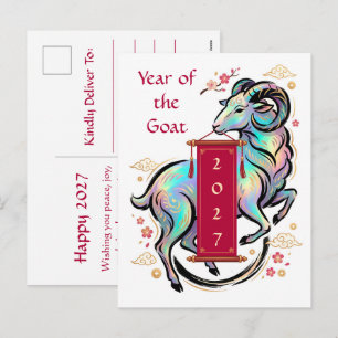 Jaar van de Geit 2027 Feestdagenkaart