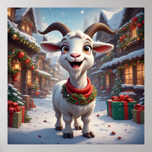 🎄 Jaar Van De Geit 2027 Kerstcadeau Idee 🐐 Poster (Voorkant)