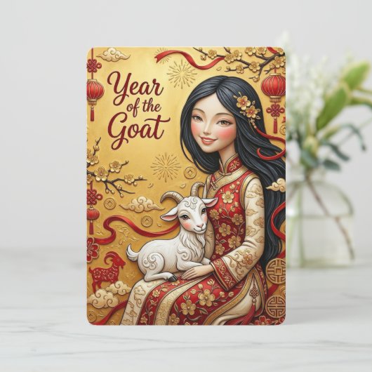 Jaar Van De Geit 2027 Maankalender Nieuwjaar Kaart (Staand voorkant)
