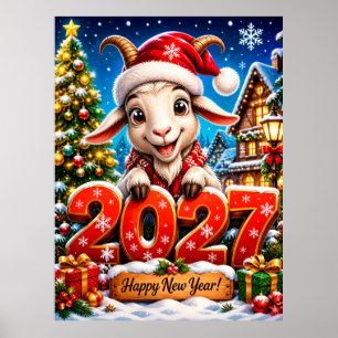 Jaar Van De Geit 2027 Nieuwjaarsmuur Poster