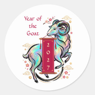 Jaar van de Geit 2027 Ronde Sticker