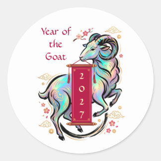 Jaar van de Geit 2027 Ronde Sticker