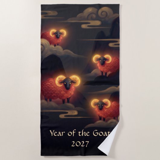 Jaar van de Geit 2027 Strandlaken (Voorkant)
