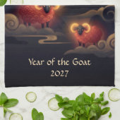 Jaar van de Geit 2027 Theedoek (Gevouwen)