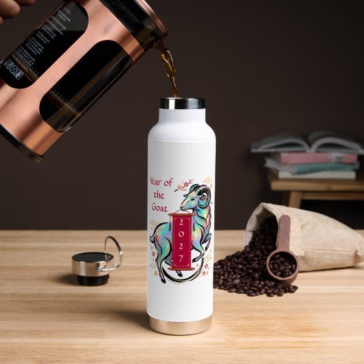 Jaar van de Geit 2027 Waterfles (Koffie (Gedraaid) )