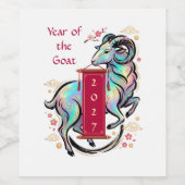Jaar van de Geit 2027 Wijn Etiket (Enkel label)