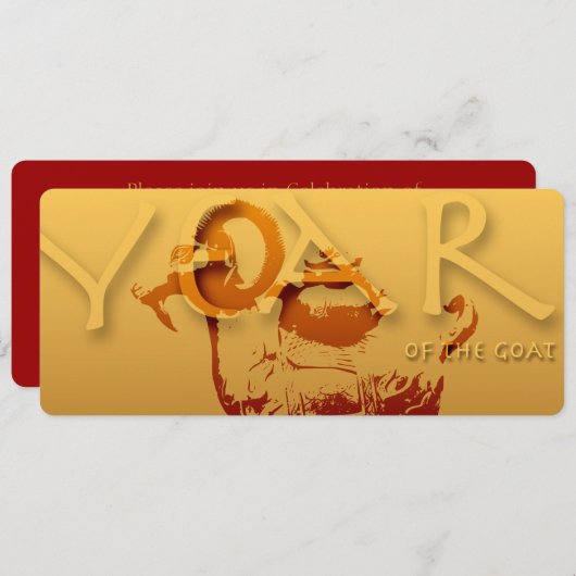 Jaar van de Geit Chinees Jaar Zodiac Uitnodiging (Voorkant / Achterkant)