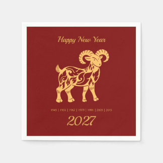 Jaar van de Geit Maan Nieuwjaar 2027 Servet