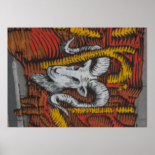 Jaar van de geitenschaap Ram Graffiti Poster