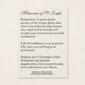 Jaar van de heilige Joseph Memorare Prayer Katholi Visitekaartje (Achterkant)