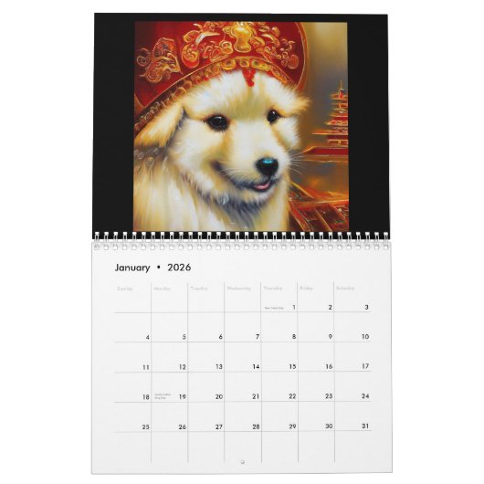 Jaar van de hond kalender (Jan 2026)