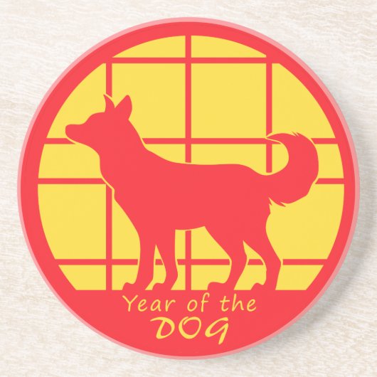 Jaar van de hond zandsteen onderzetter (Voorkant)
