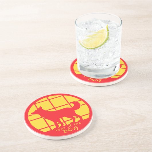 Jaar van de hond zandsteen onderzetter (Zijkant)