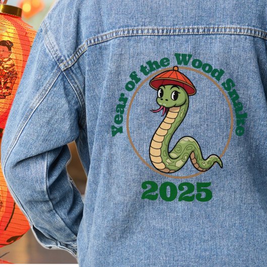 Jaar van de Houten Slang 2025 Lunar Zodiac teken Denim Jacket