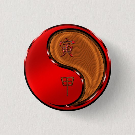 Jaar van de Houten Tijger Ronde Button 3,2 Cm (Voorkant)