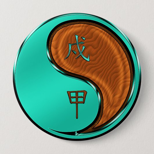 Jaar van de Houthond Ronde Button 4,0 Cm (Voorkant)