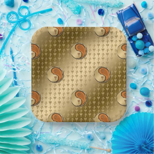 Jaar van de Houtrat Papieren Bordje (Feest)