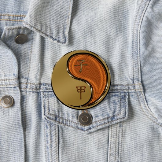 Jaar van de Houtrat Ronde Button 7,6 Cm (In situ)