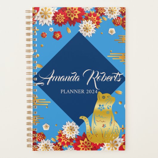 Jaar van de kat 2024 bloemen planner (Voorkant)