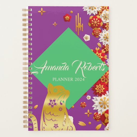 Jaar van de kat 2024 bloemen planner (Voorkant)