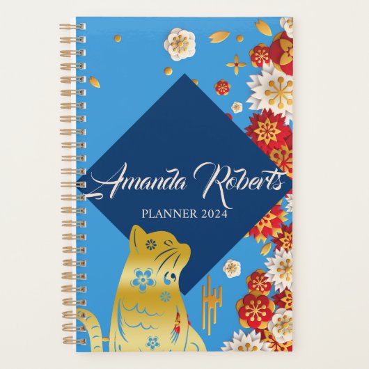 Jaar van de kat 2024 bloemen planner (Voorkant)