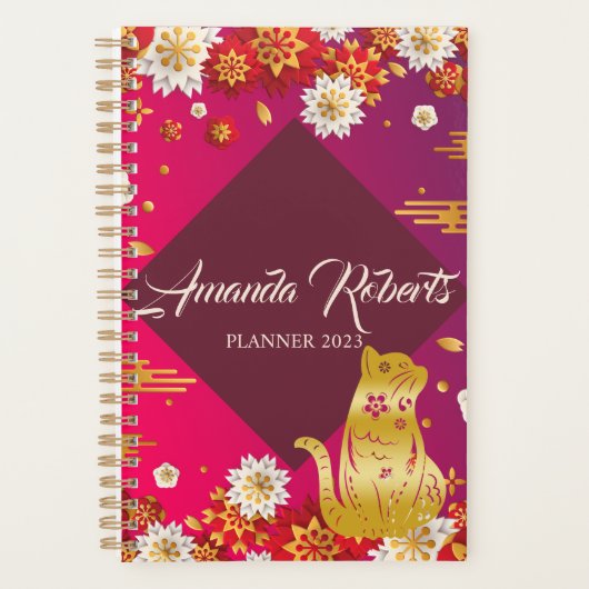 Jaar van de kat 2024 bloemen planner (Voorkant)