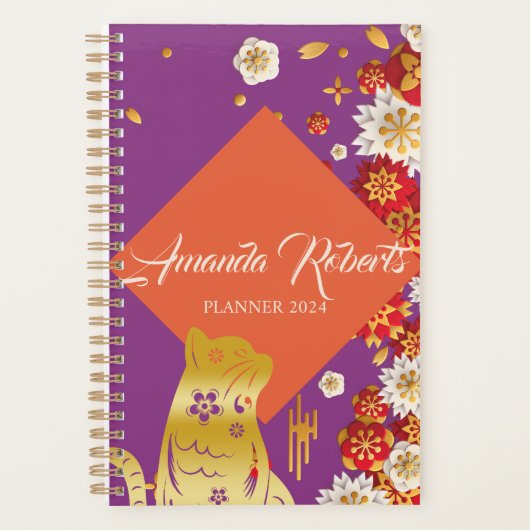 Jaar van de kat 2024 bloemen planner (Voorkant)