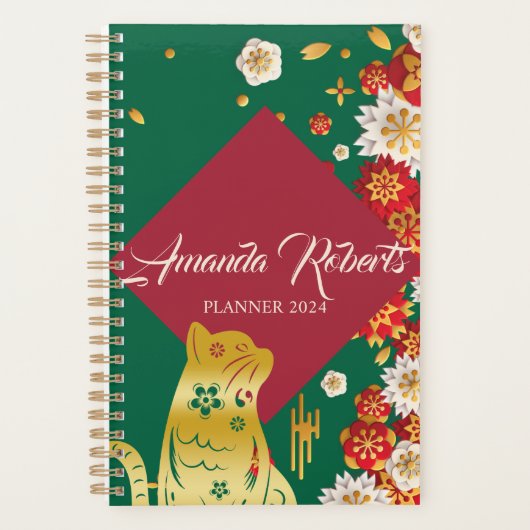 Jaar van de kat 2024 bloemen planner (Voorkant)
