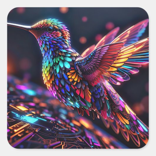 Jaar van de kolibrie: een maandelijkse reis vierkante sticker (Voorkant)