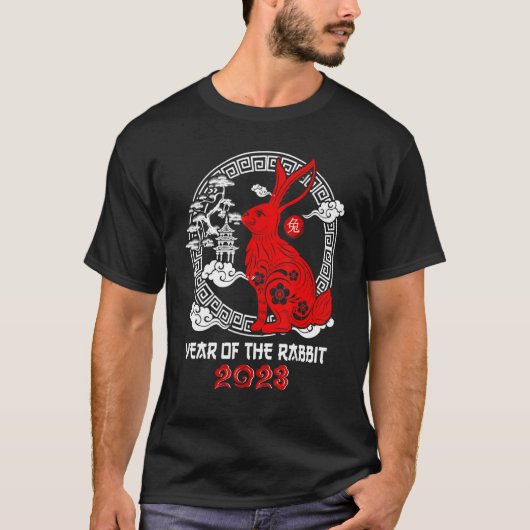 Jaar van de Konijn 2023 Zodiac Horoscope Chinees T-shirt (Voorkant)