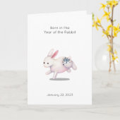 Jaar van de Konijn Baby Geboorte Aankondiging (Gele Bloem)