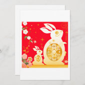 Jaar van de Konijn Feestdagenkaart (Voorkant / Achterkant)