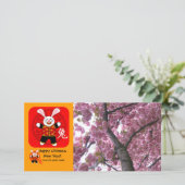 Jaar van de Konijn Feestdagenkaart (Staand voorkant)