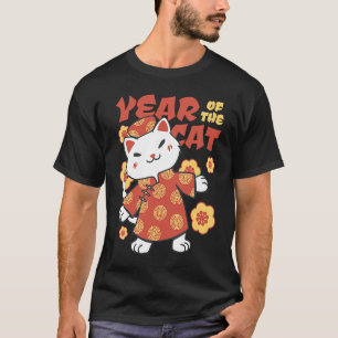 Jaar van de Konijn Kat Chinese Zodiac Nieuwjaar Co T-shirt