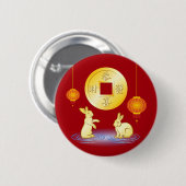 Jaar van de konijnenlantaarn ronde button 5,7 cm (Voorkant /achterkant)