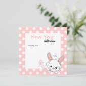 Jaar van de konijnenstrook in Pink! Feestdagenkaart (Staand voorkant)